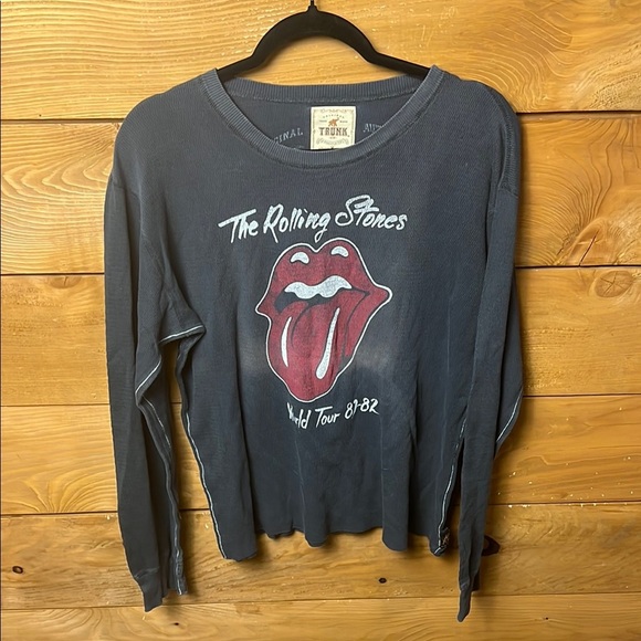Trunk Rolling Stones Bravado Lips/Tongue‎ Shirt Md World Tour 81/82 long sleeve - Picture 1 of 9